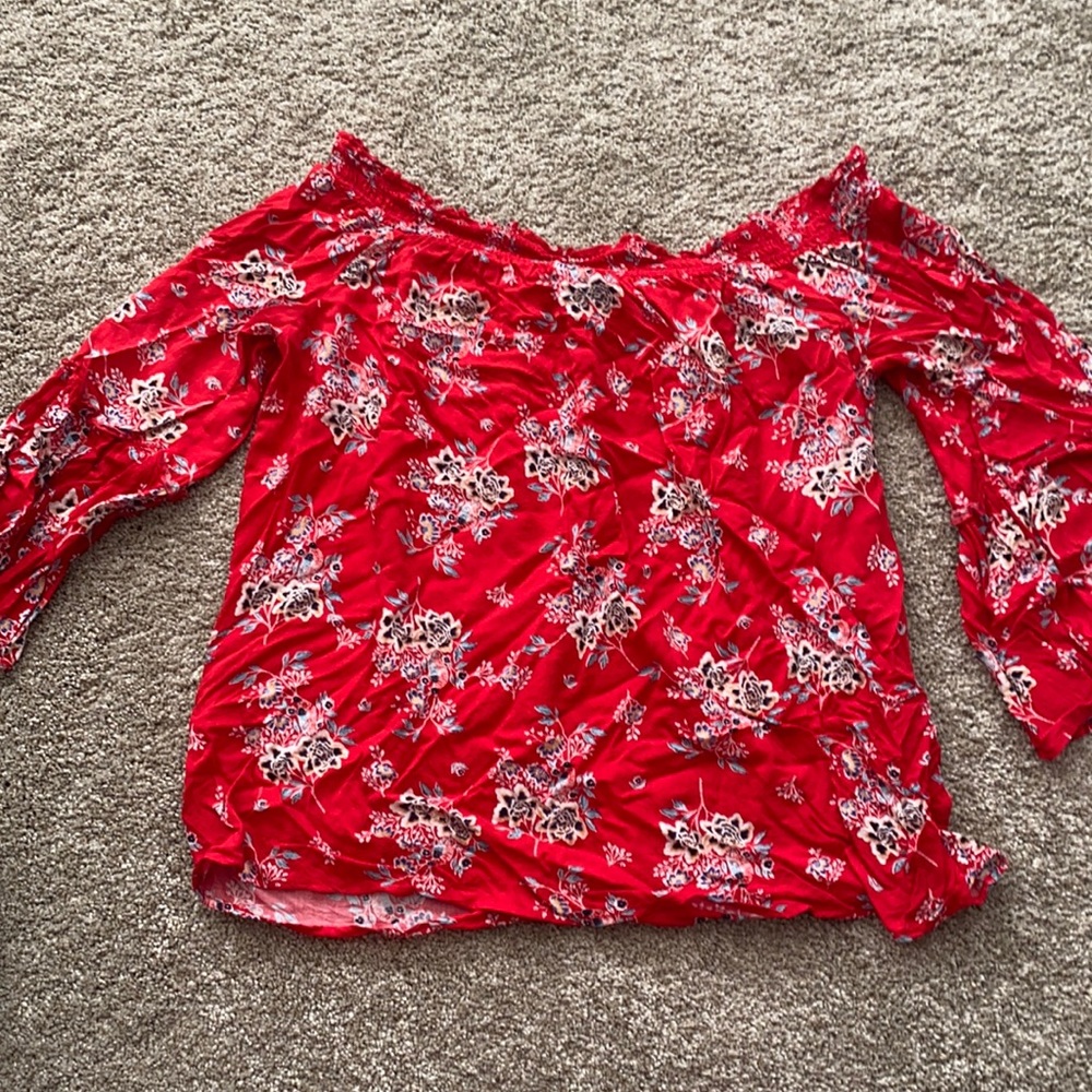 Off the Shoulder Floral Blouse